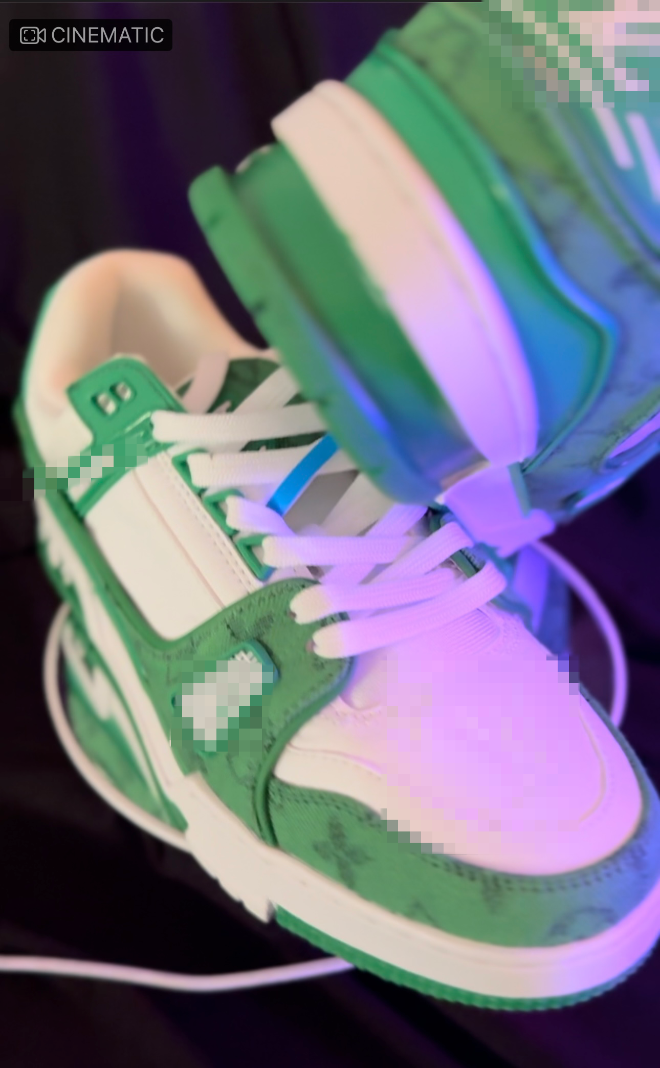 Green and white trainer