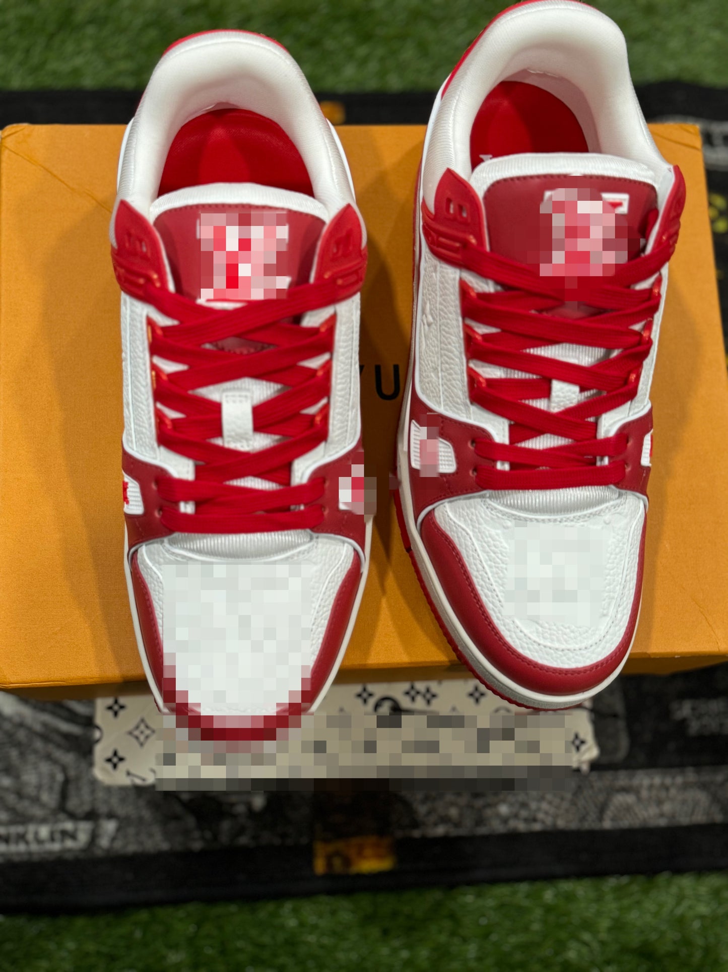 Red and White trainers