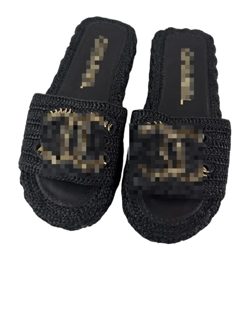 Woven black sandals