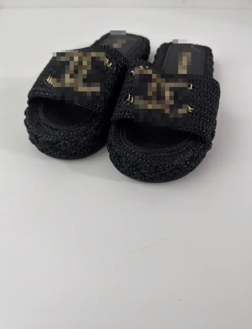 Woven black sandals